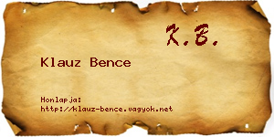 Klauz Bence névjegykártya